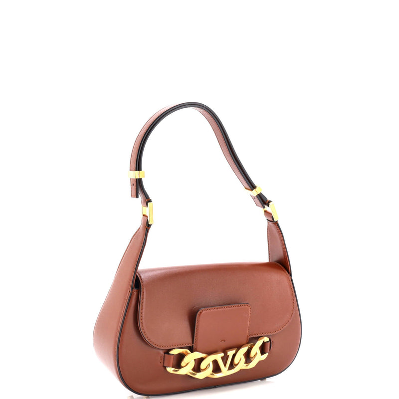 Vlogo Chain Flap Shoulder Bag Leather