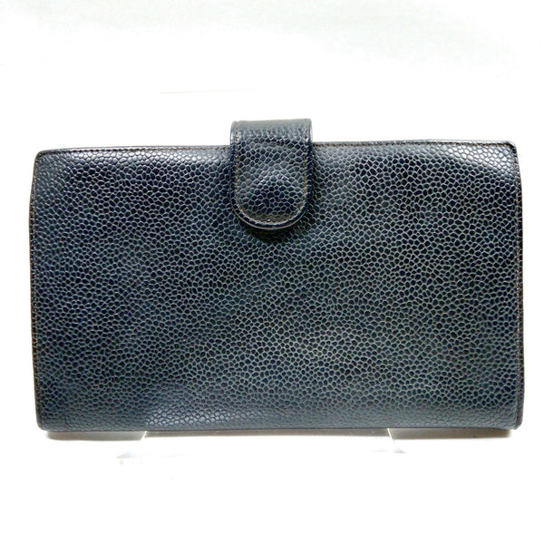 Chanel Long Wallet Black Caviarskin