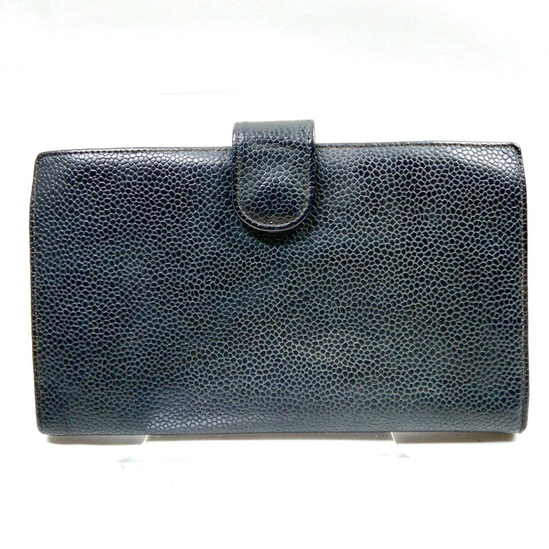 Chanel Long Wallet Black Caviarskin