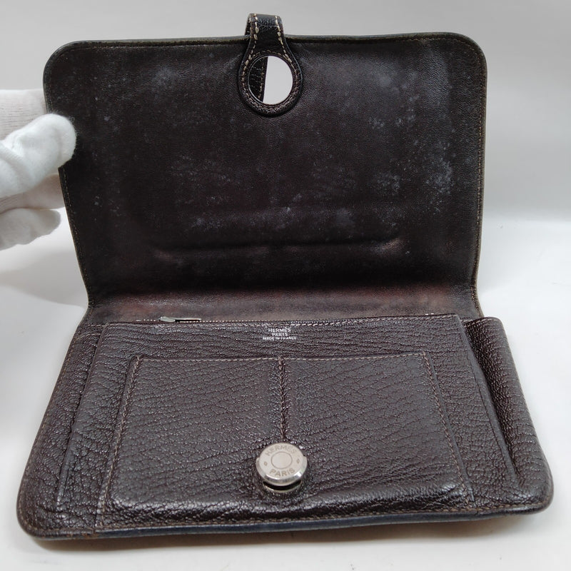 Hermes Long Wallet Brown Leather