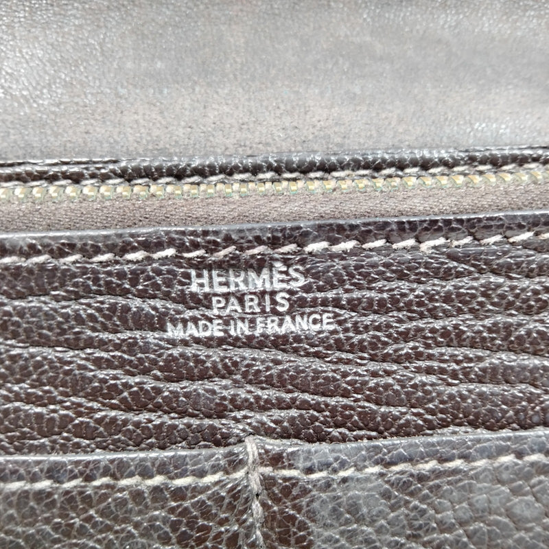 Hermes Long Wallet Brown Leather