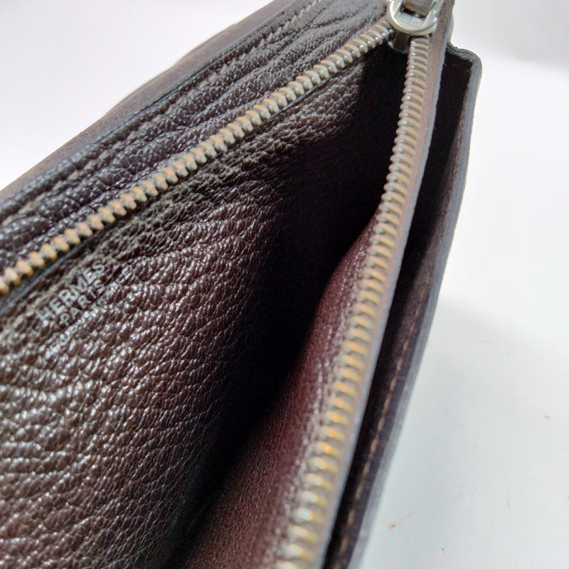 Hermes Long Wallet Brown Leather