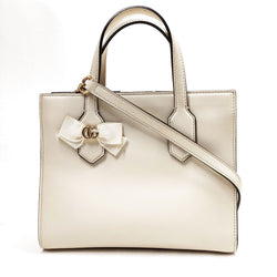 Gucci Hand Bag Beige Leather