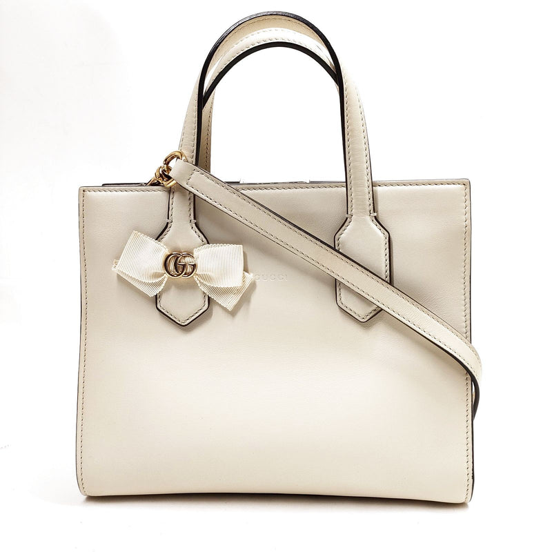 Gucci Hand Bag Beige Leather