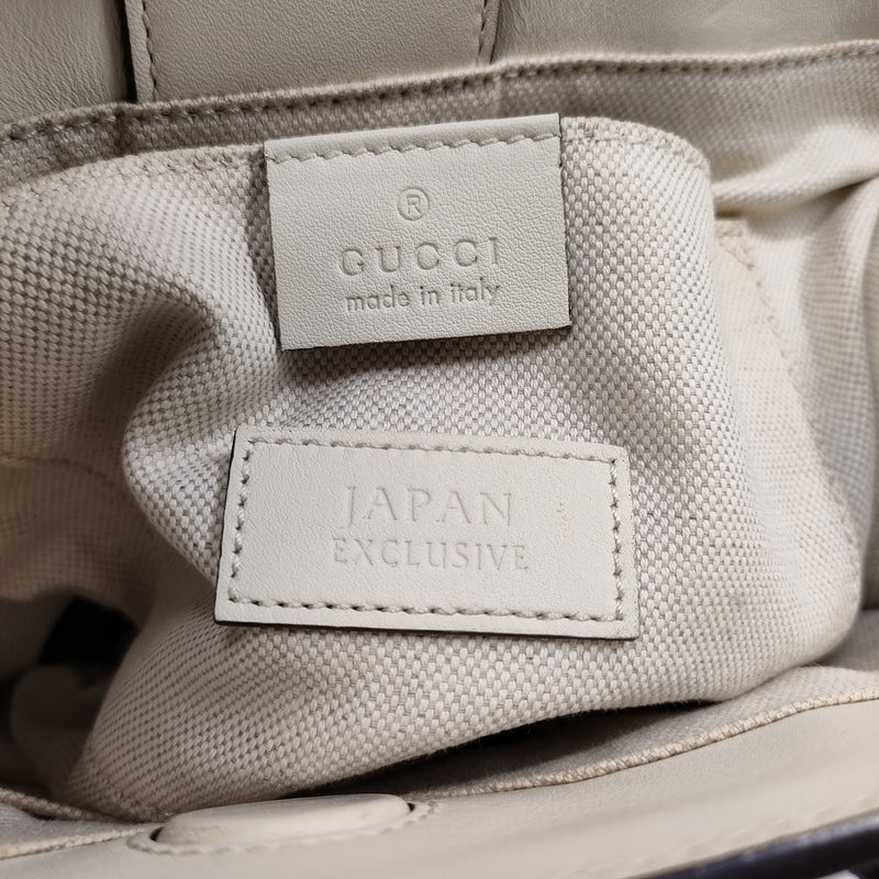 Gucci Hand Bag Beige Leather