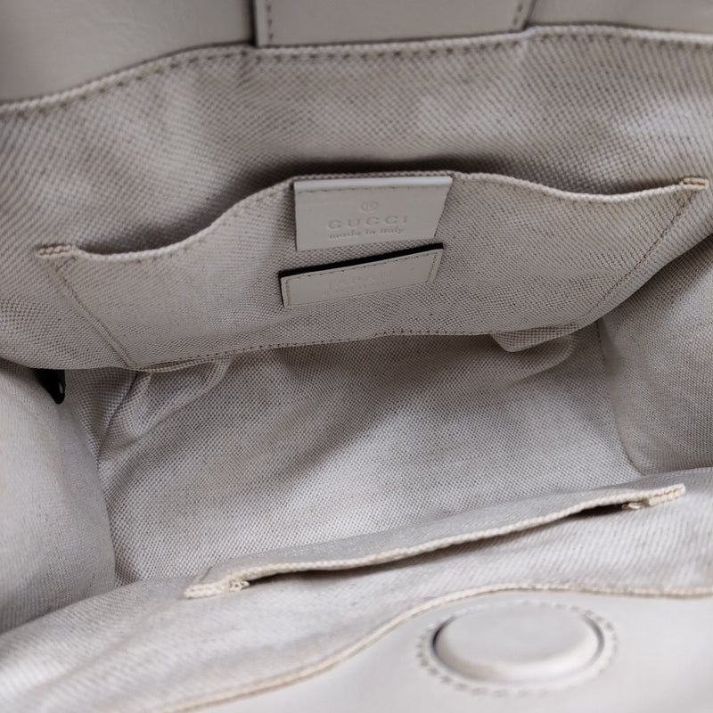 Gucci Hand Bag Beige Leather