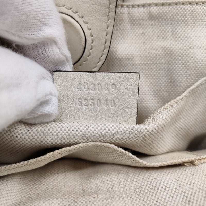 Gucci Hand Bag Beige Leather
