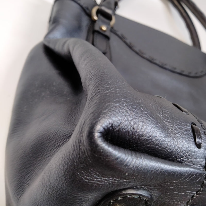 Ferragamo Hand Bag Black Leather