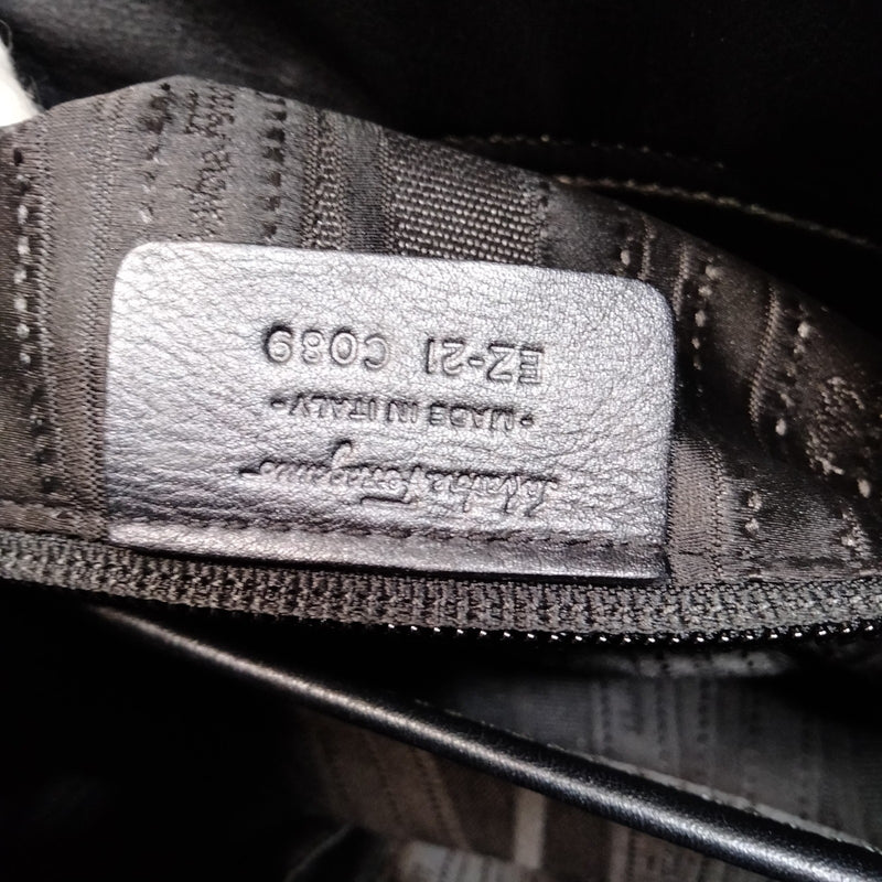Ferragamo Hand Bag Black Leather