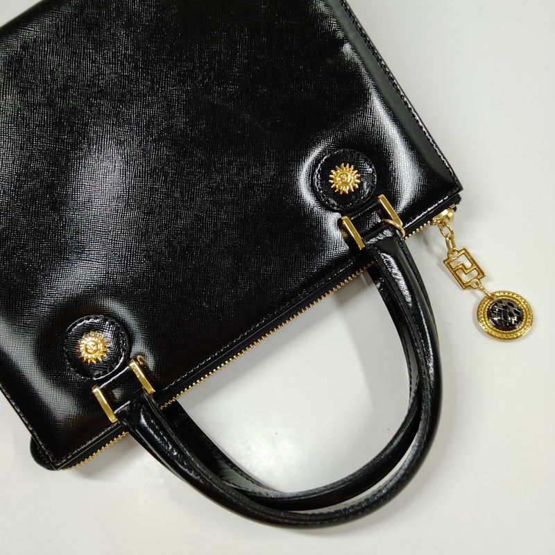 Gianni Versace Hand Bag Black Patent