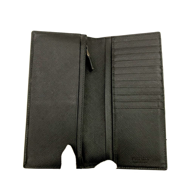 Prada Logo Saffiano Leather Long Bifold