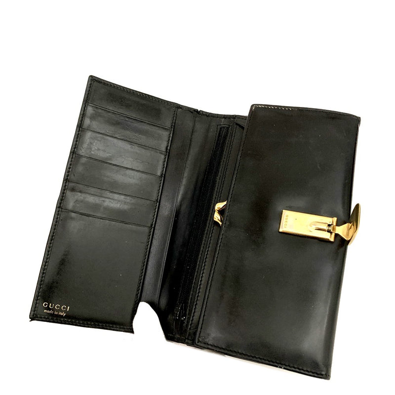 Gucci G Logo Clip Leather Long Bifold