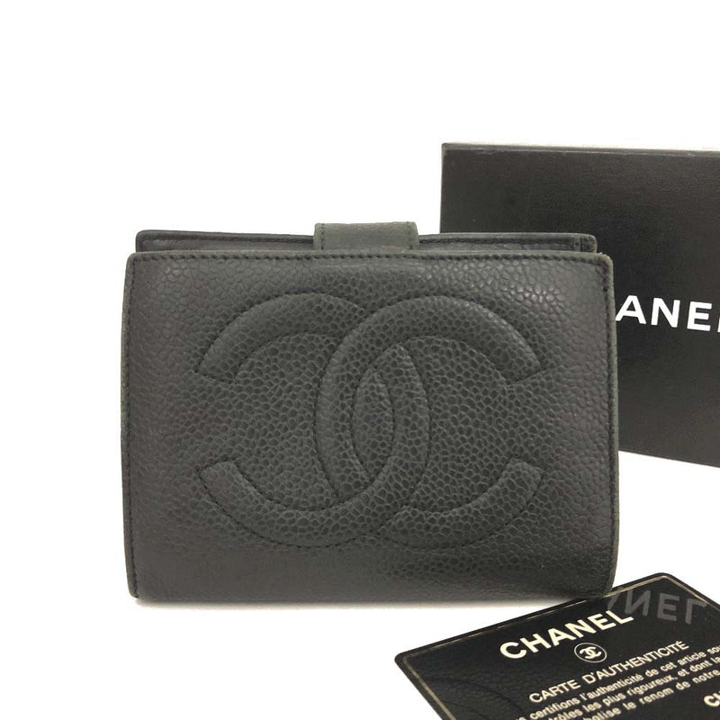 Chanel Cc Logo Grained Calfskin Bifold