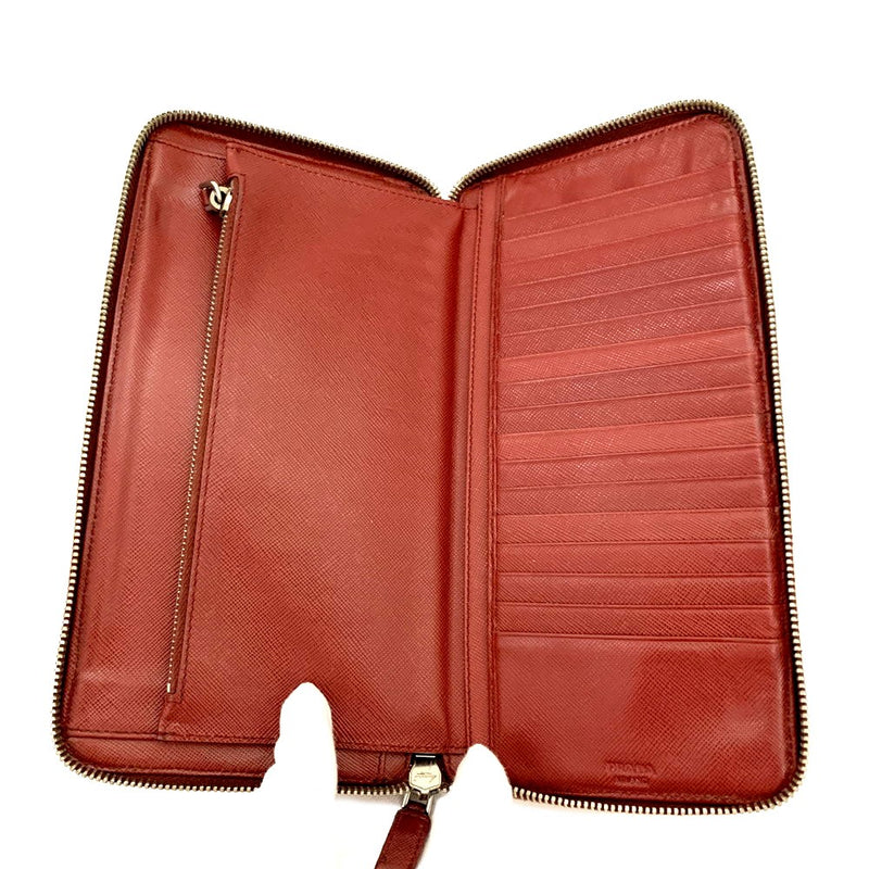 Prada Saffiano Leather Zip Around Long