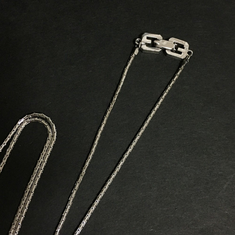 Givenchy G Logo Plate Rhinestone Silver