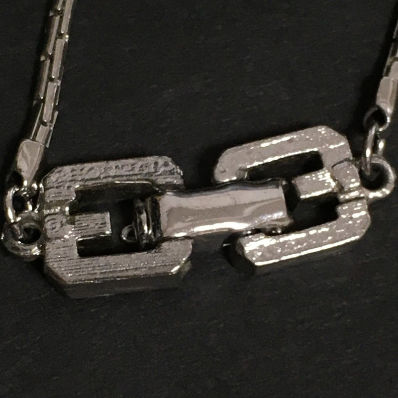 Givenchy G Logo Plate Rhinestone Silver