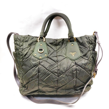 Prada Hand Bag Green Nylon
