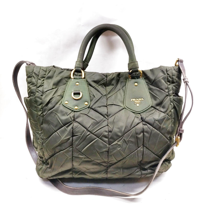 Prada Hand Bag Green Nylon