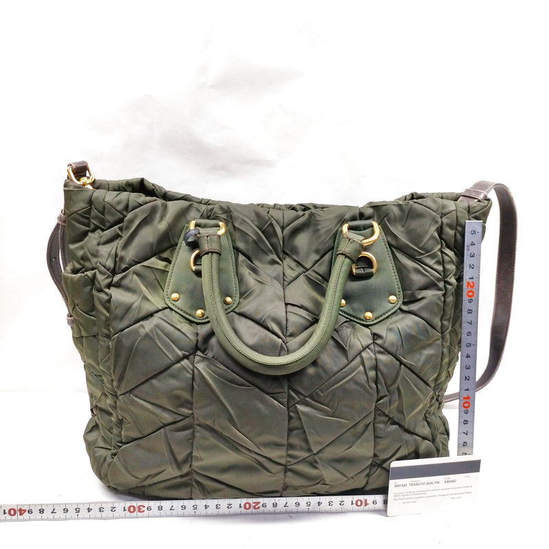 Prada Hand Bag Green Nylon