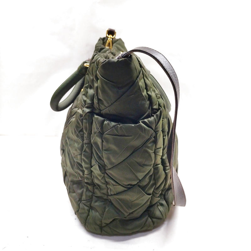 Prada Hand Bag Green Nylon