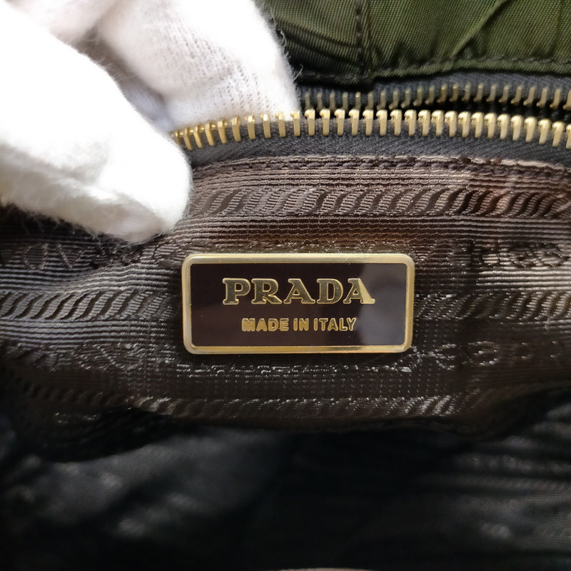 Prada Hand Bag Green Nylon