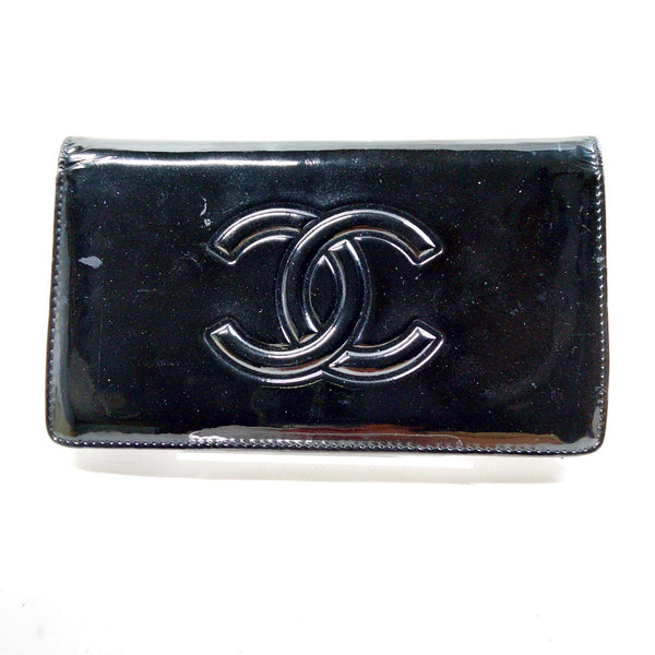 Chanel Long Wallet Black Patent Leather