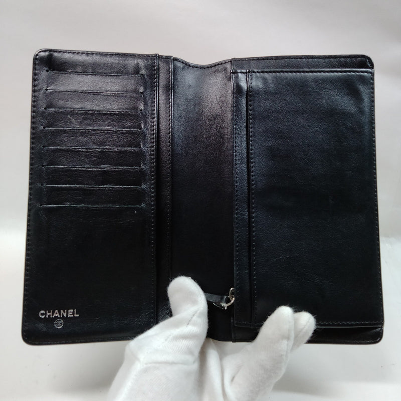Chanel Long Wallet Black Patent Leather