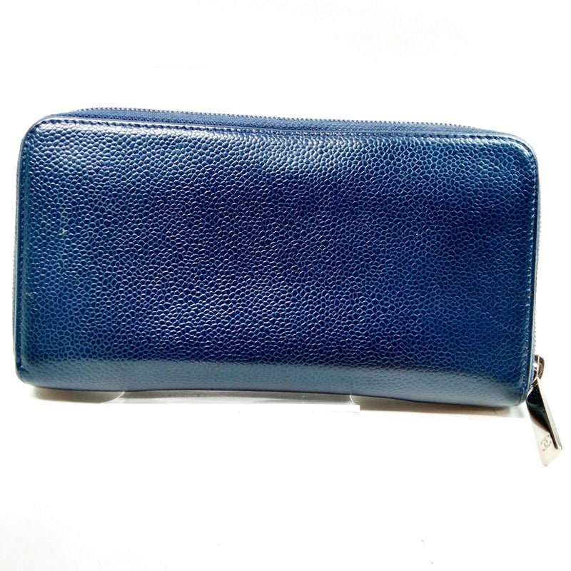 Chanel Long Wallet Navy Blue Caviarskin