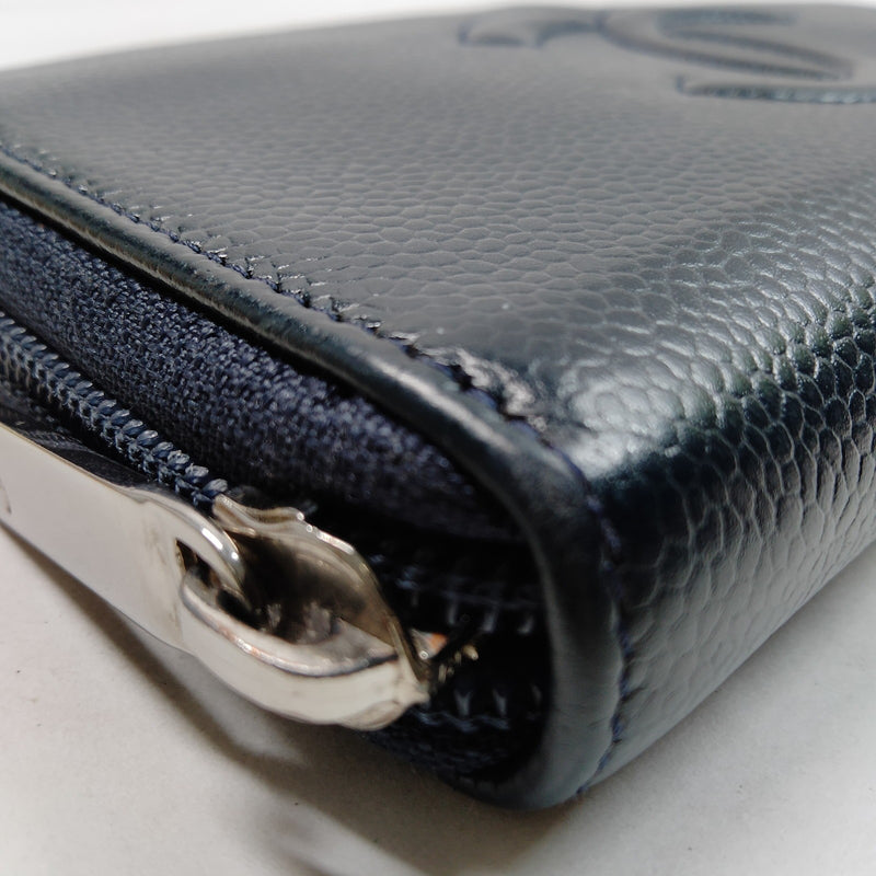 Chanel Long Wallet Navy Blue Caviarskin
