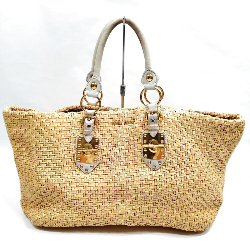 Miu Tote Bag Brown Straw