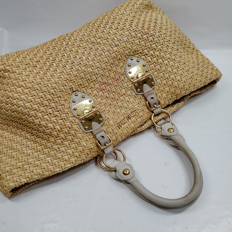 Miu Tote Bag Brown Straw