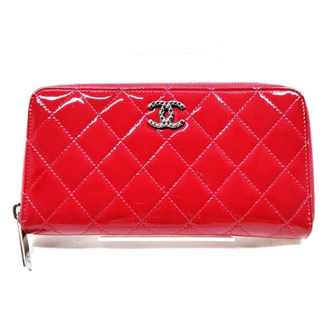Chanel Long Wallet Pink Patent Leather