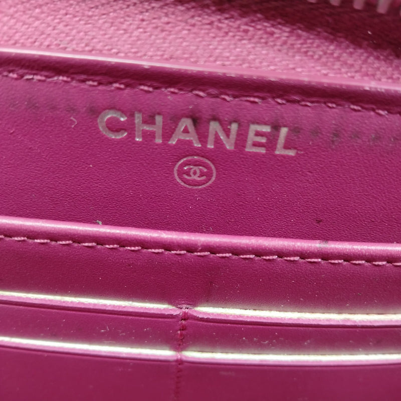 Chanel Long Wallet Pink Patent Leather