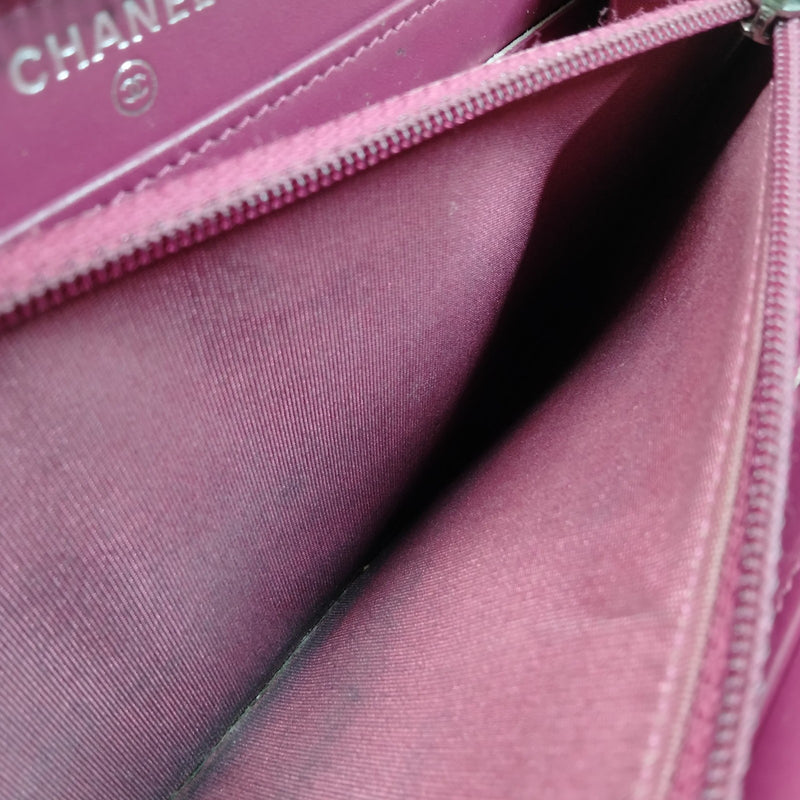 Chanel Long Wallet Pink Patent Leather