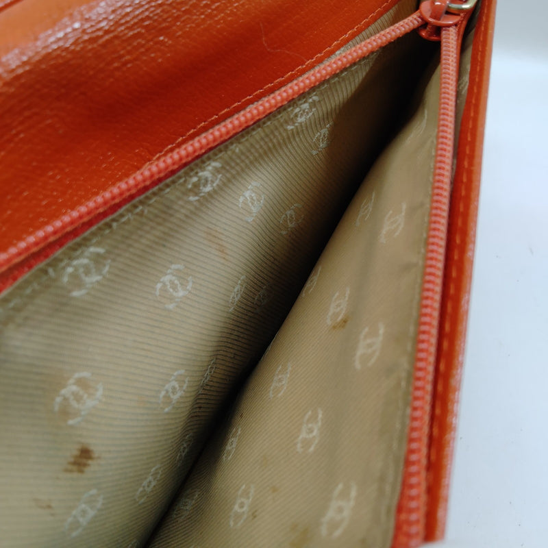 Chanel Long Wallet Orange Caviarskin