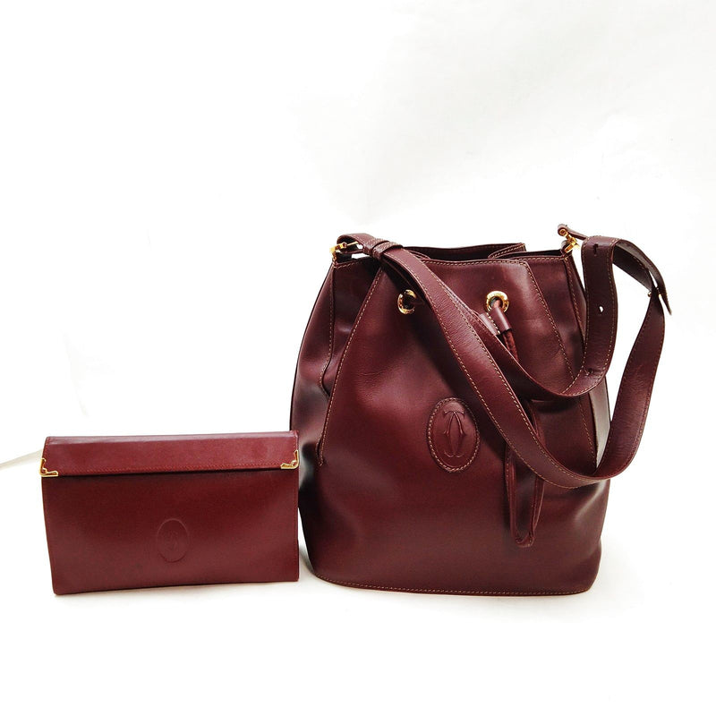 Cartier Shoulder Bag Bordeaux Leather