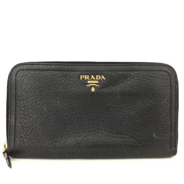 Prada Logo Vitello Leather Zip Around
