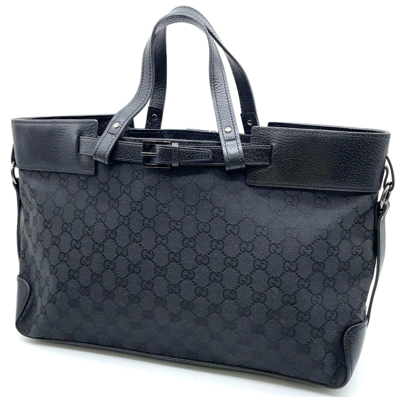 Gucci Gg Black Canvas Leather A4