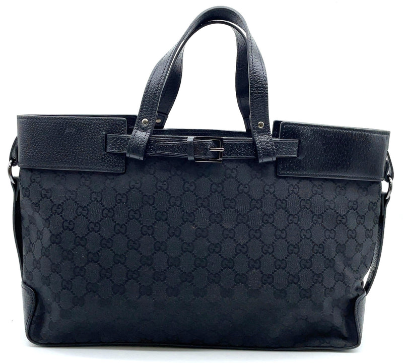 Gucci Gg Black Canvas Leather A4