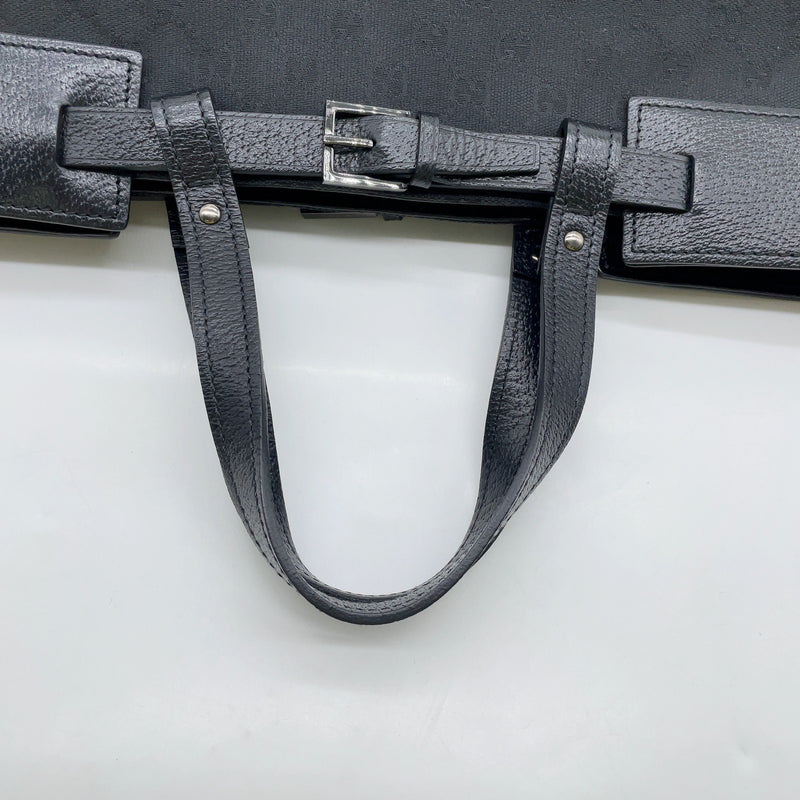 Gucci Gg Black Canvas Leather A4