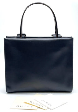 Gucci Metal Handle Black Leather