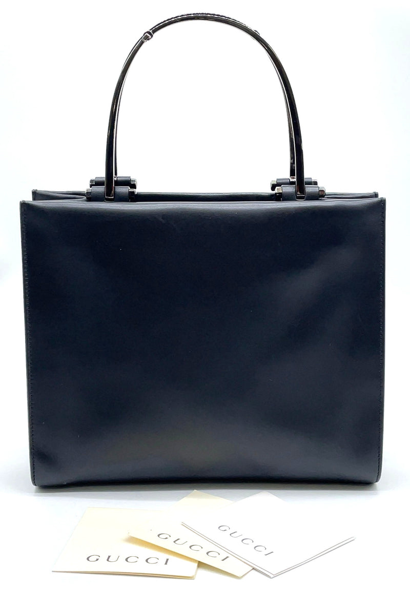 Gucci Metal Handle Black Leather