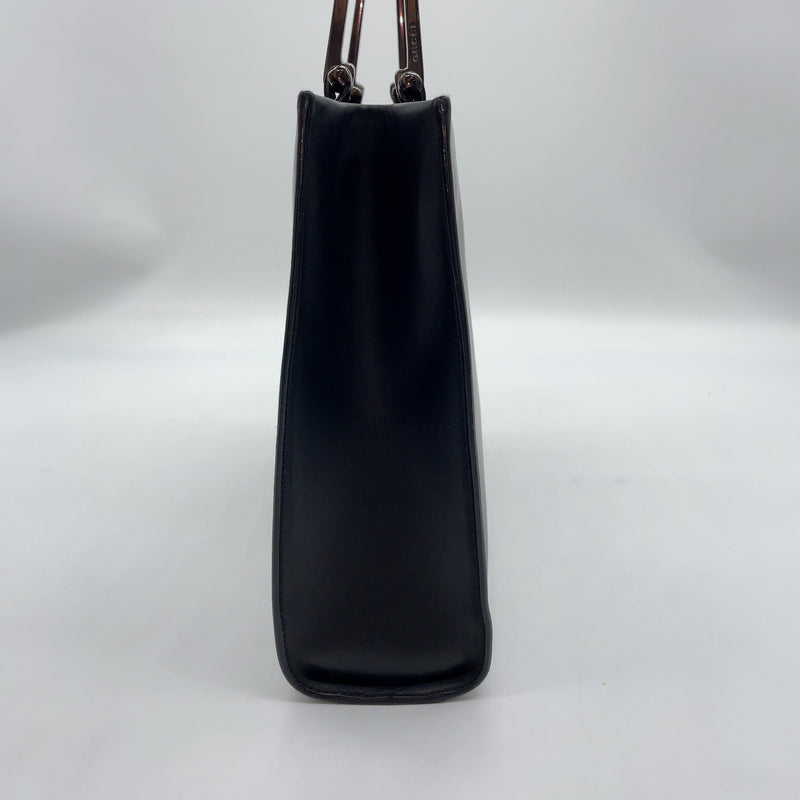 Gucci Metal Handle Black Leather