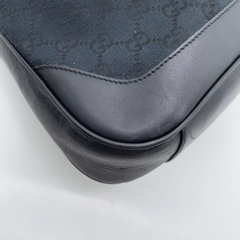 Gucci Gg Canvas Bamboo Handle Black