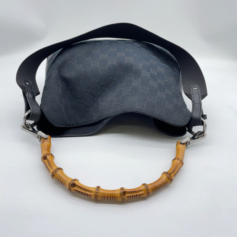 Gucci Gg Canvas Bamboo Handle Black