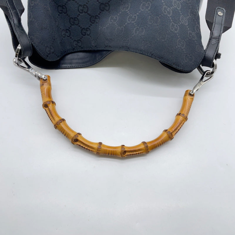 Gucci Gg Canvas Bamboo Handle Black