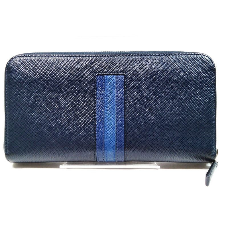 Prada Long Wallet Navy Blue Leather