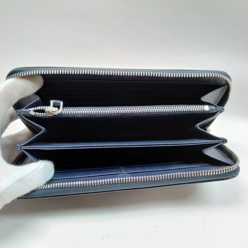 Prada Long Wallet Navy Blue Leather
