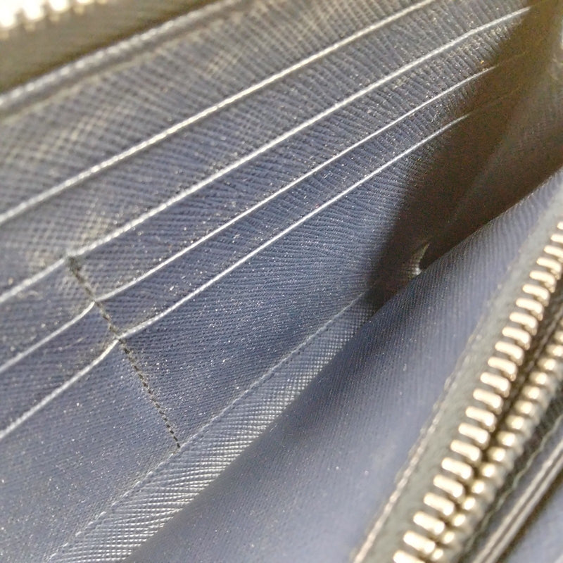 Prada Long Wallet Navy Blue Leather