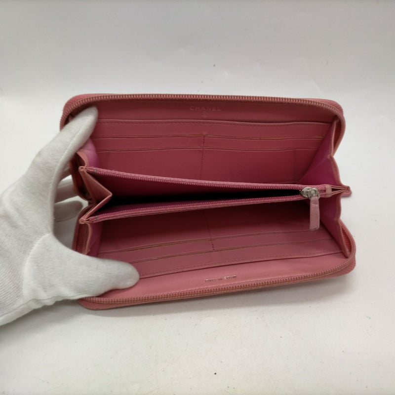 Chanel Long Wallet Pink Leather